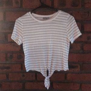 White Striped Crop Top